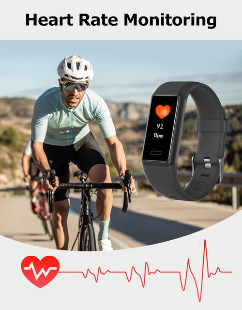 Cloudpoem Fitness Tracker, Fitness Watches for Women Men Pedometer Watch with 24/7 Heart Rate Monitor Sleep Tracker Step/Calorie Counter Stopwatch IP68 Waterproof Activity Trackers (Dark Black)