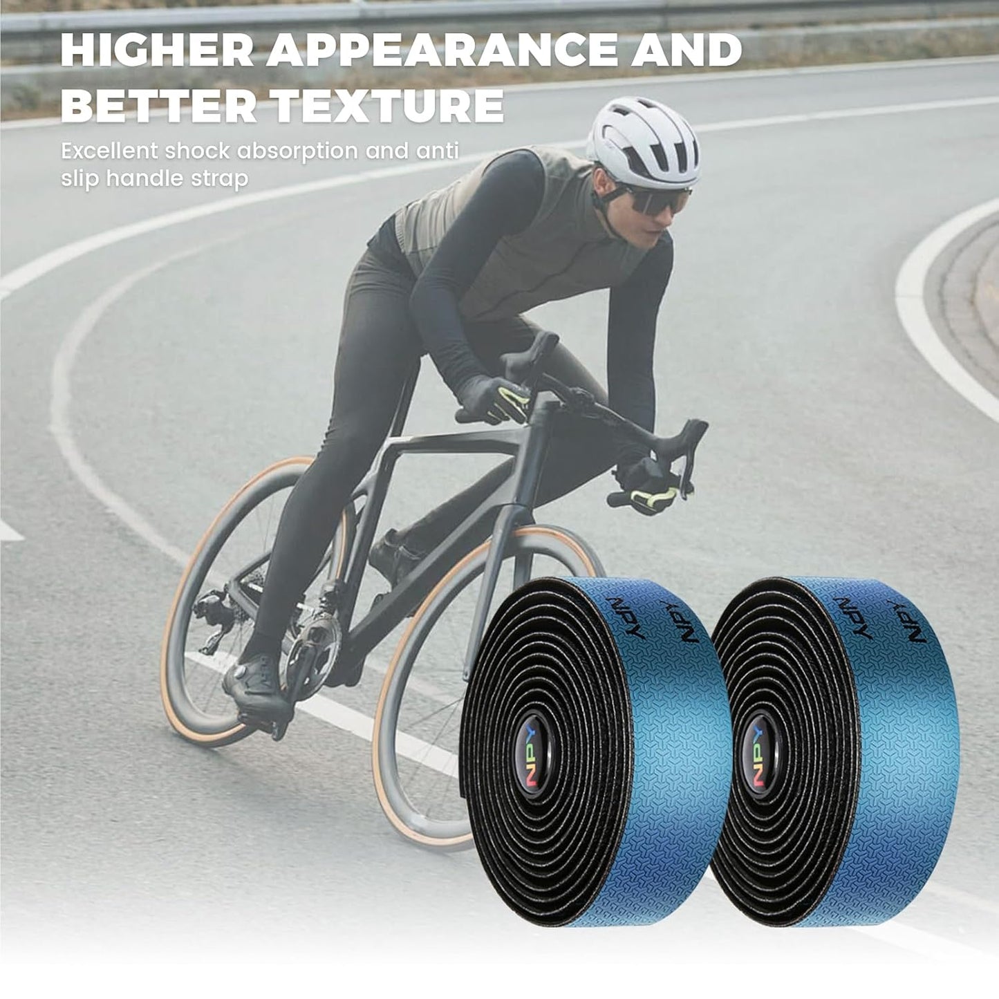 2pcs Bicycle Bar Tape, Bike Handlebar Tape, Road Bicycle Handlebar Tape, Cycling Grip Tape, with 4pcs Handlebar End Plugs, Soft Comfortable, Wear Resistant, Black