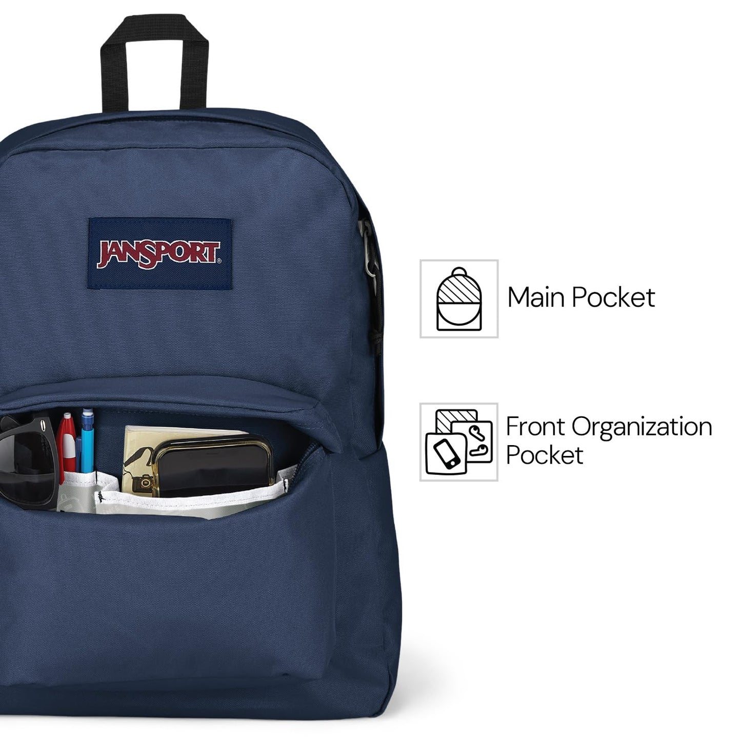 JanSport SuperBreak One Backpack - Durable, Lightweight Bag with 1 Main Compartment, Front Utility Pocket with Built-in Organizer, Premium Backpack, Fluttering Fields
