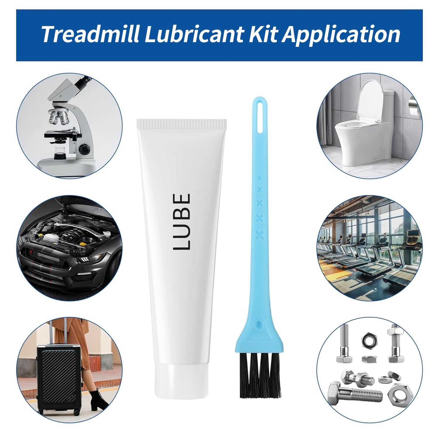 Fitness Treadmill Lubricant for Sole Spirit Treadmill Lube, Silicone Oil Fit Most Brands Treadmill with Cleaning Cloth and Brush (White) 