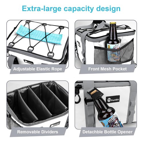 FunVZU Paddle Board Cooler, Waterproof SUP Cooler Bag with TPU Zipper, Durable PVC Material, 26L Capacity Fits 42 Cans, Paddle Board Accessories for Stand-Up Paddleboard, Beach, Camping, Kayaking