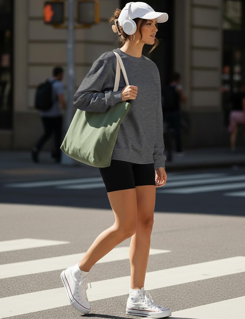 Grey Small Women’s Crewneck Sweatshirt - ZENUTA Long Sleeve Tunic Loose Fit