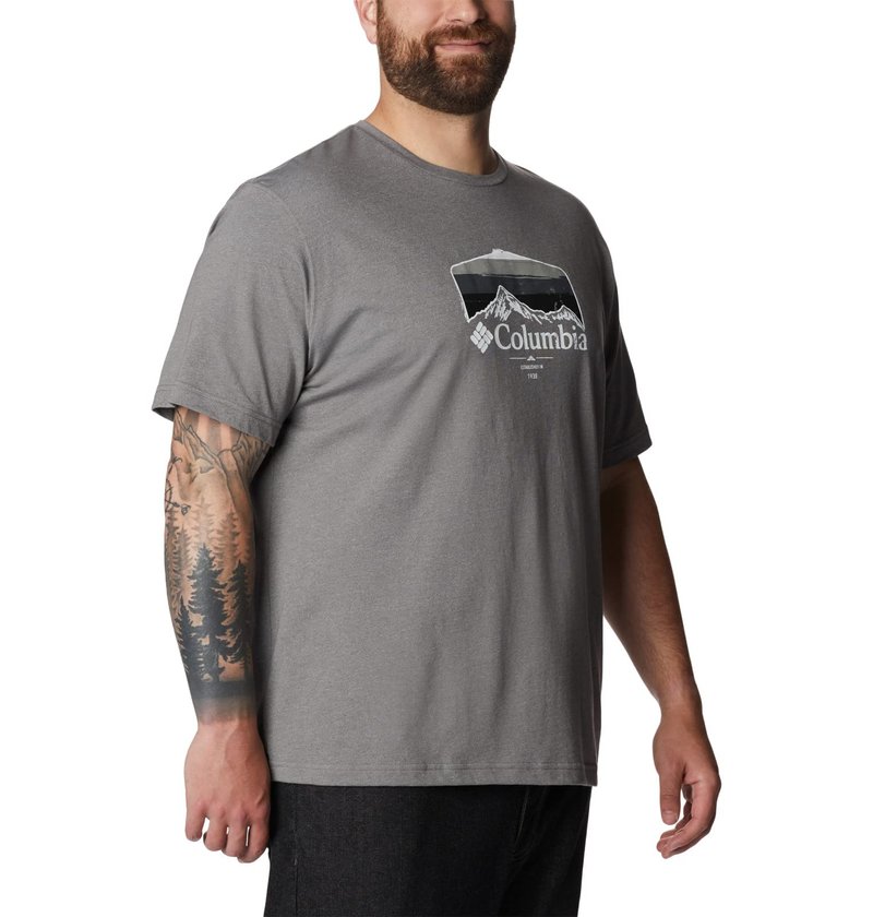 Columbia Men's Thistletown Hills Graphic Short Sleeve, City Grey Heather/Hikers Graphic, 3X Big