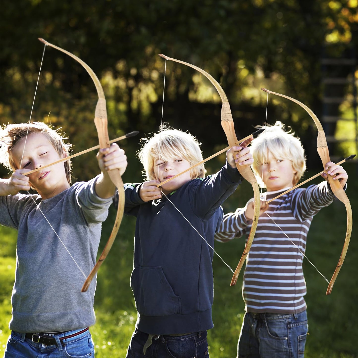 Kids Bow and Arrow Set, 32 Inch Archery Set Handmade Wooden Toy Bow and Arrow for Kids 6-8 8-12, 1 Bows 1 Quivers 10 Arrows 3 Targets & Storage Bag, Gifts for Youth Boys and Girls