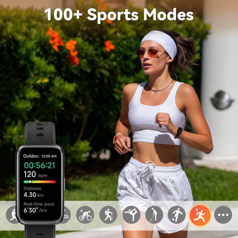 Pedometer Watch No App/Phone Required Slim Fitness Tracker, 30 Meters Waterproof 1.47'' Smart Watch, Heart Rate & Blood Oxygen Monitor Step Counter for Men Women