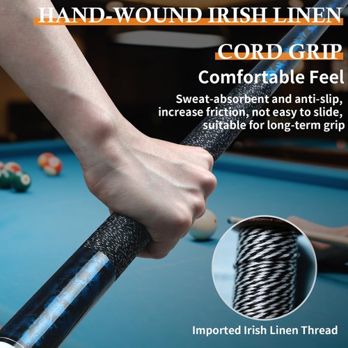 Kmise Pool Cue Stick Set of 4 - Canadian Maple Professional Pool Cues, New Upgraded Irish Linen Wire Grip, 18-21oz, 4 Colors Optional (Blue, Green, Red, Yellow, 18 19 20 21 oz)