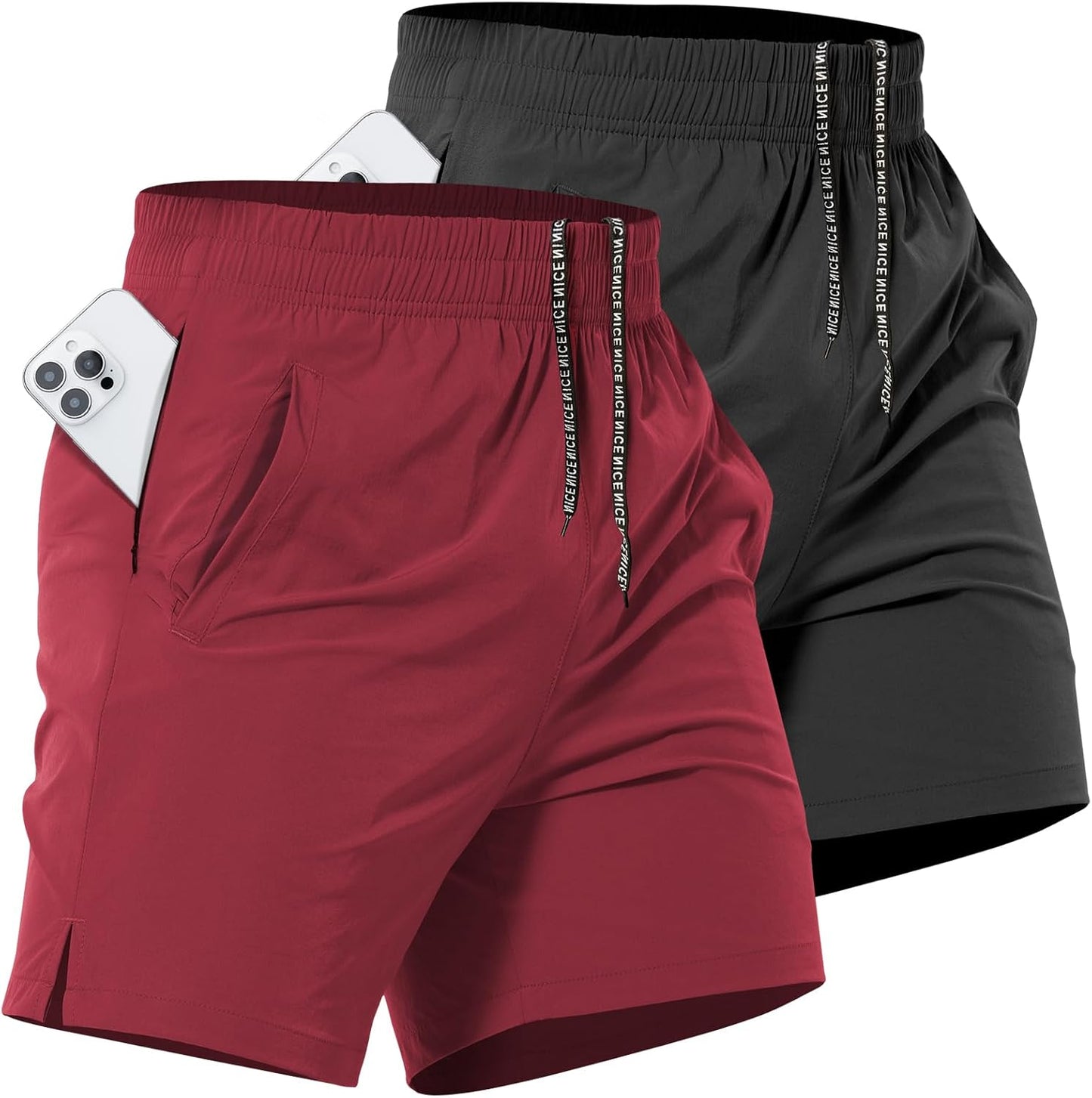 2 Pack Mens Athletic Workout Shorts 7 Inch Quick Dry Gym Shorts with Pockets, Sports Tennis Running Shorts for Men