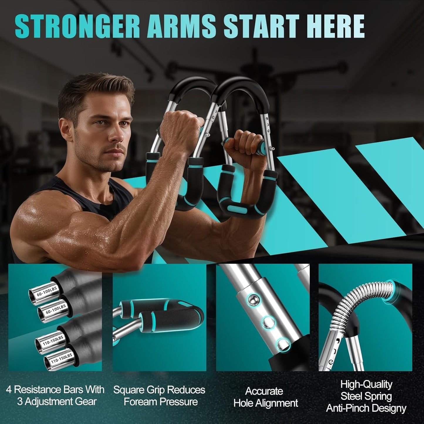 2025 Pro Twister Arm Trainer, Adjustable Power Twister Bar, Chest Shoulder Arm Workout Equipment, Portable Detachable Upper Body Fitness Machine for Home & Gym