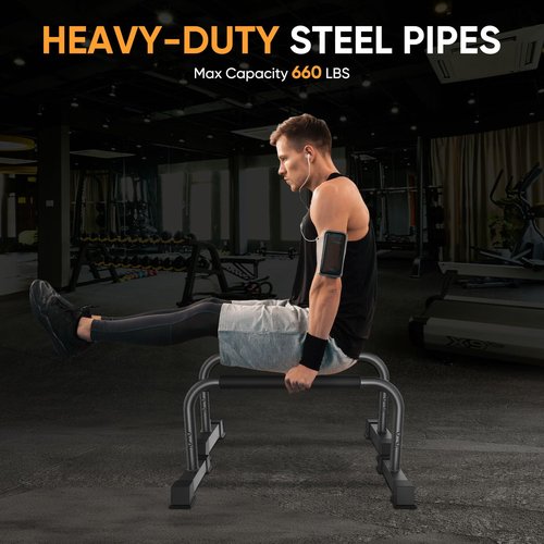 Klismos 2-in-1 Adjustable Dip Bar Stand – Heavy Duty Parallel Bars for Home Workout, Strength Training & Calisthenics