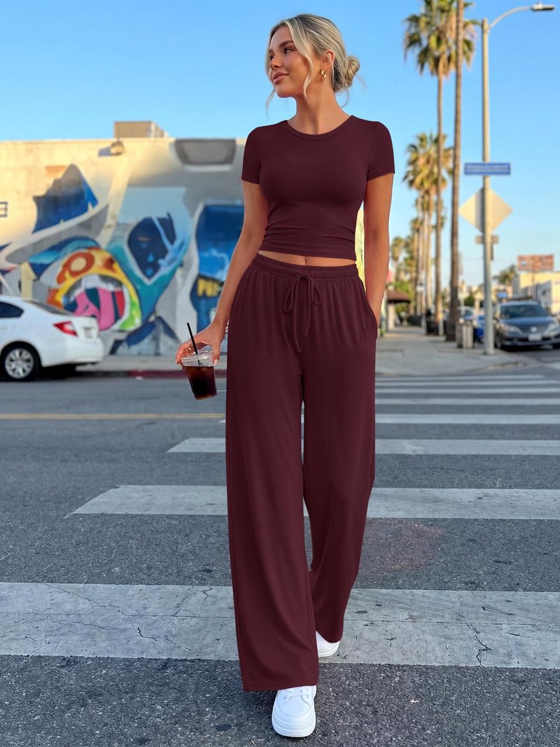Trendy Queen Womens Petite 2 Two Piece Set 2026 Summer Workout Beach Vacation Cruise Gym Clothes Spring Fashion Lounge Matching School Comfy Airport Travel Outfit Athleisure Clothing