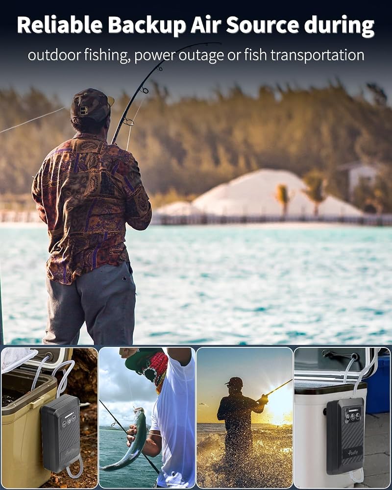 Pawfly Ultra Quiet USB Rechargeable Live Bait Aerator for 5-100 Gallon Buckets - 1.5W, 24-36h Battery Powered