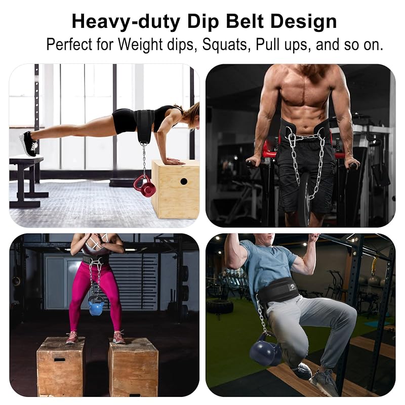 Weighted Dip Belt with Heavy-Duty Chain for Dips, Pull-Ups & Squats