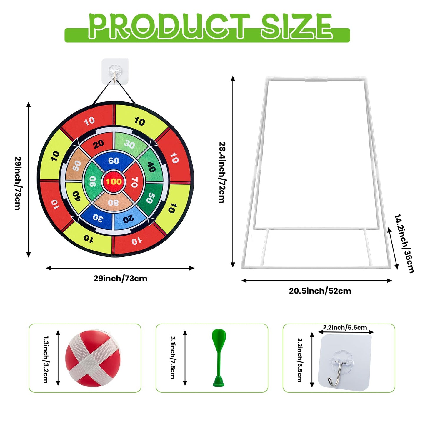 29’’ Large Dart Board for Kids, Space Dinosaur Double Sided Kids Dart Board, Dart Board with Balls for Kids, Outdoor Sports Fun Party Game Kids Toys, Gift for 3-12 Years Old Boys and Girls