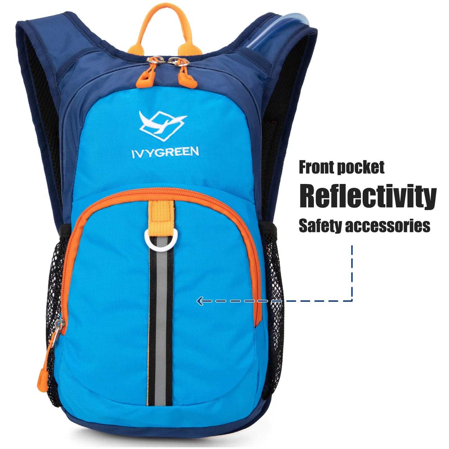 Ivygreen Kids Hydration Backpack, Hiking Backpack for Boys or Girls with 1.5L Water Bladder, Blue