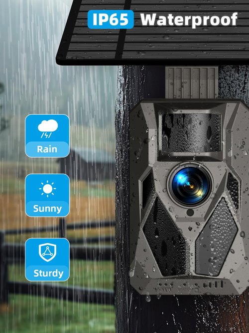 TUIFAC 4G LTE Cellular Trail Camera, 2.5K Outdoor Camera Built-in SIM Card with Motion Activated 0.2s Trigger Time, Solar Pannel Trail Cam, Night Vision, 32GB SD Card Included, IP65 Waterproof