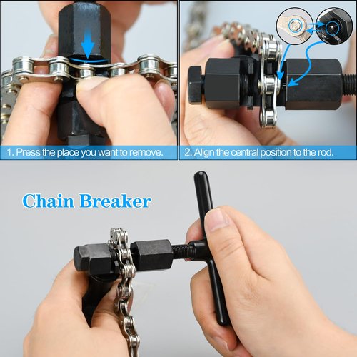 Bike Chain Kit, Single Speed Multi-Function Bike Mechanic Repair Kit, Chain Breaker and Bike Link Plier with Hook and 6 Pairs Bicycle Buckle, Reusable (Single Speed Bike Chain Kit)