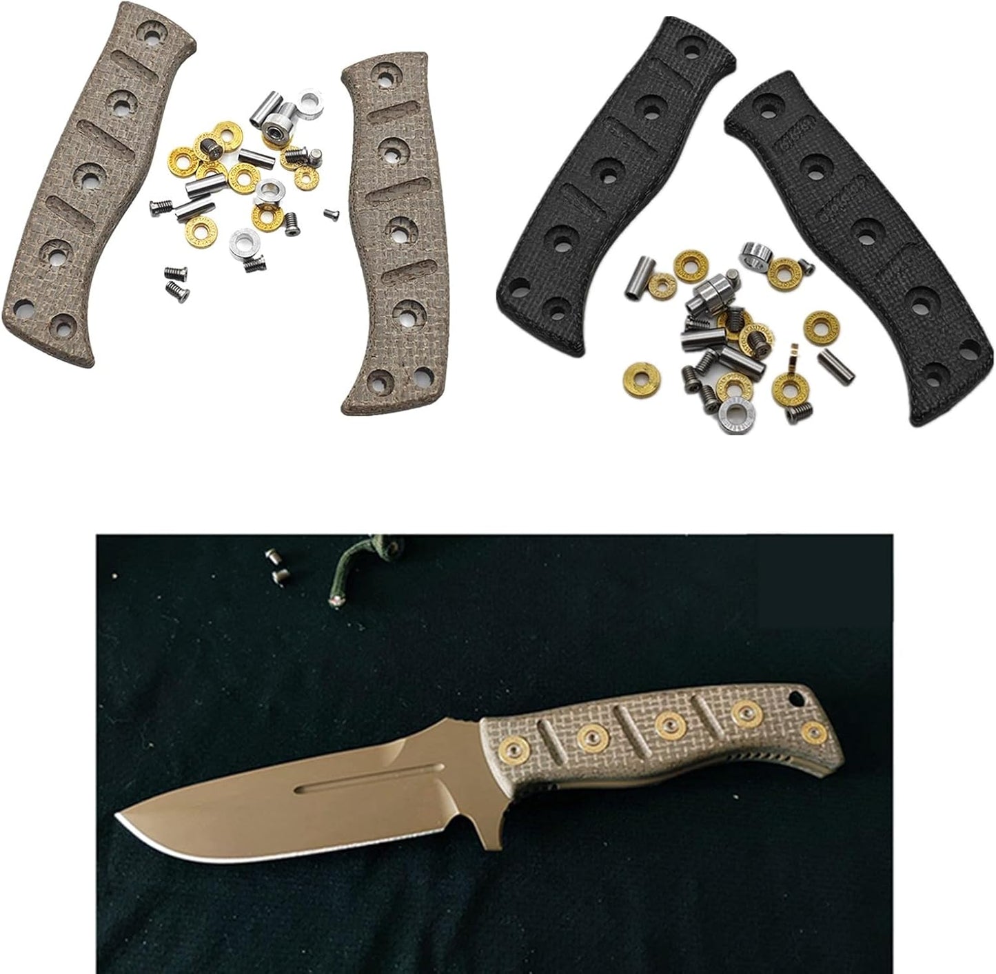 2Pcs Custom Micarta Handle Fit for Benchmade Fixed Adamas 375 Knife with Screws Sets DIY Scale Swap Repair Parts Patches Handle Replacement(Grey)