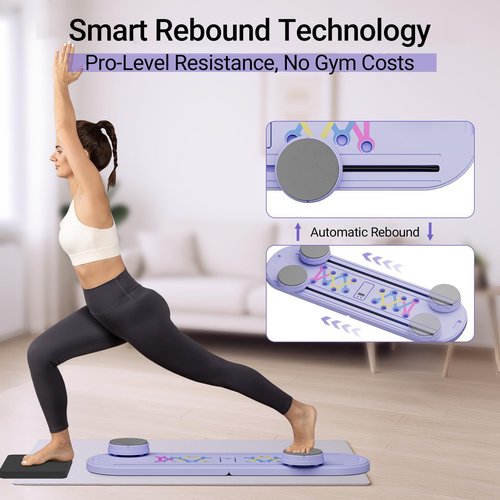 Pilates Board,15 in 1 Pilates Reformer Set, Foldable Pilates Reformer Machine with Resistance Bands, Home Pilates Kit, Portable Foldable Ab Trainer for Home Workout (Black)