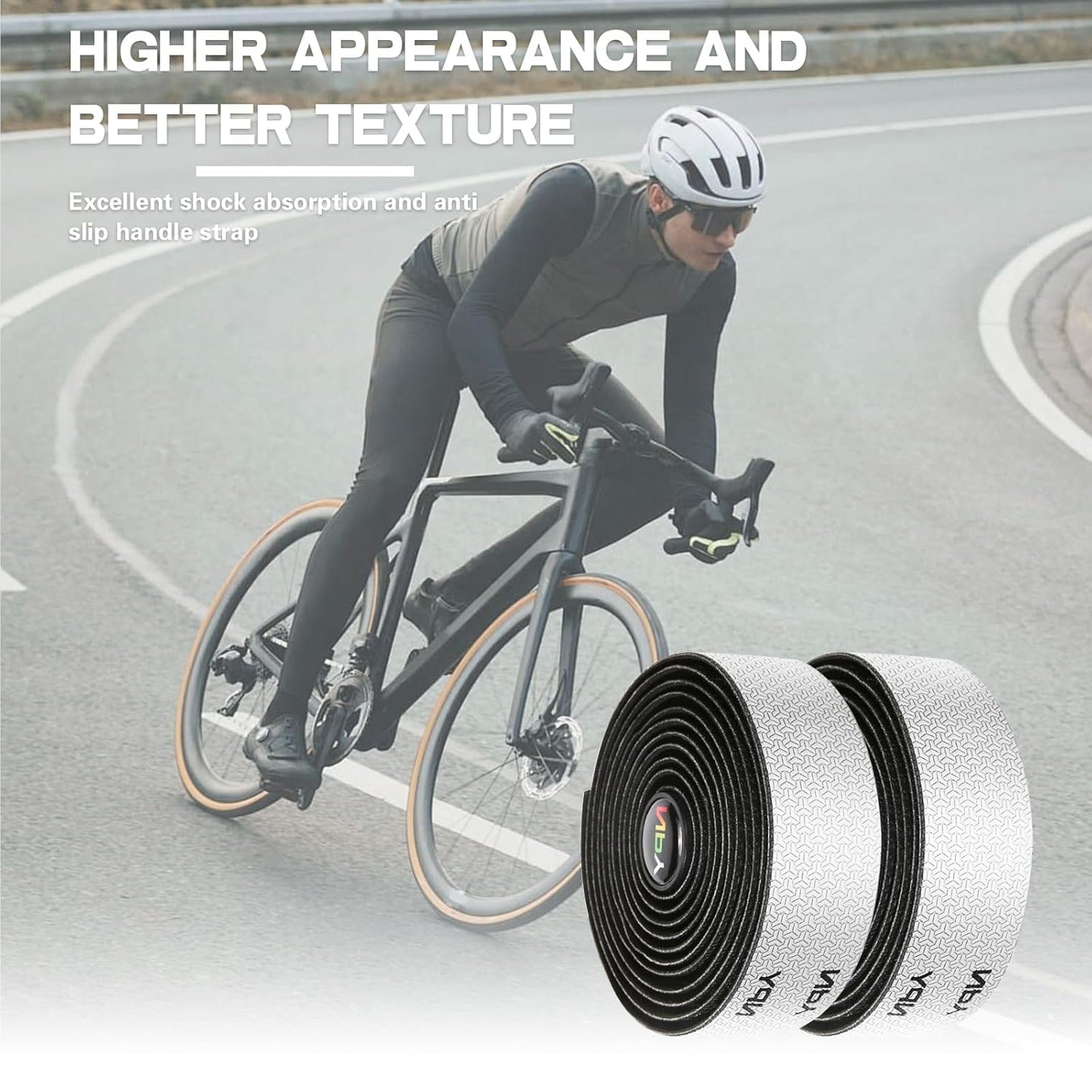 2pcs Bicycle Bar Tape, Bike Handlebar Tape, Road Bicycle Handlebar Tape, Cycling Grip Tape, with 4pcs Handlebar End Plugs, Soft Comfortable, Wear Resistant, Black