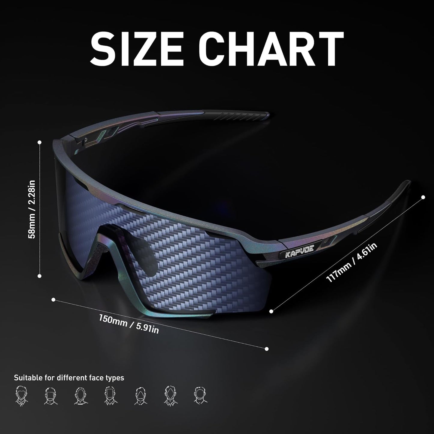 KAPVOE Cycling Glasses Men Women Mountain Bike Sunglasses Sports MTB Baseball Running Triathlon Golf Driving - K170