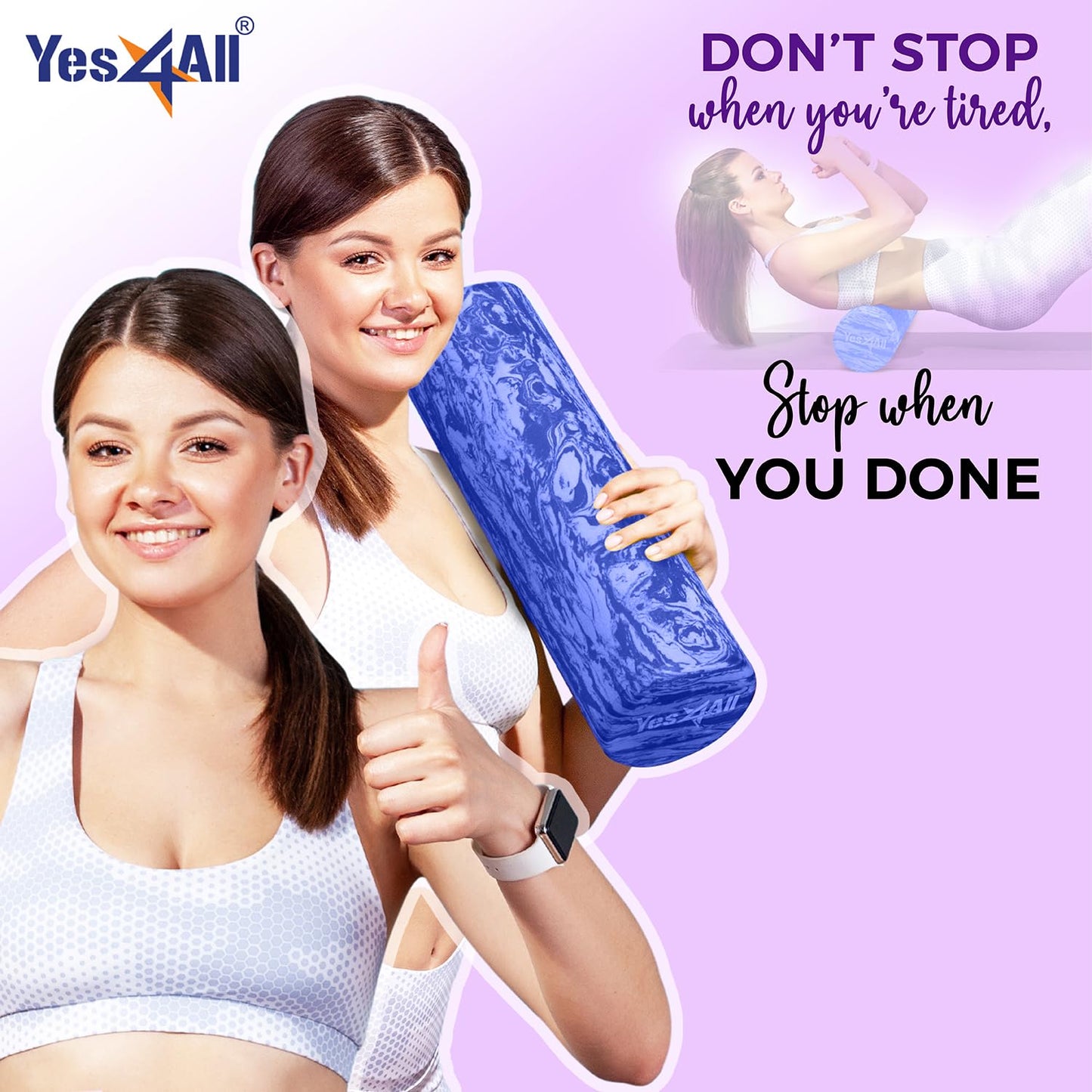 Yes4All EVA Firm Foam Roller for Back - Round Roller for Exercise, Yoga & Pilates 12/18/24/36 inch