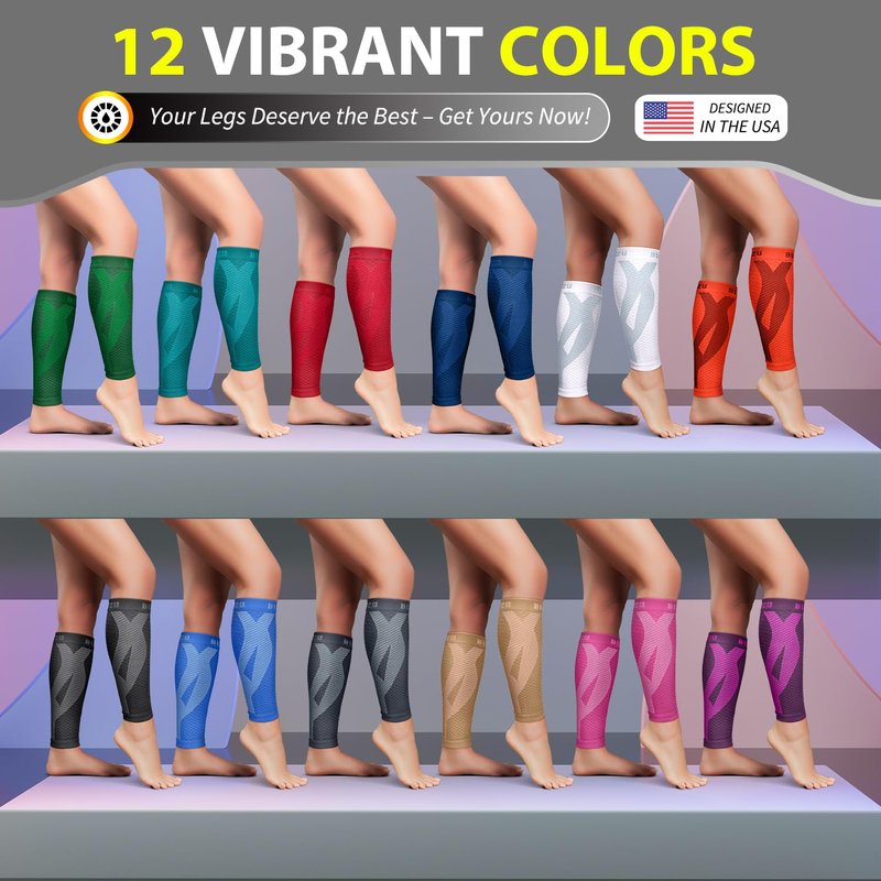 BLITZU Calf Compression Sleeves for Men and Women. Footless Compression Socks Support for Varicose Vein, Nursing, Running. Leg Sleeve Brace for Shin Splints, Pain Relief & Reduces Swelling Red S-M
