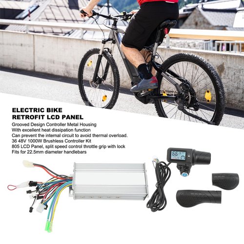 plplaaoo Electric Bike Motor Controller Set Premium 36V 48V 1000W Brushless Controller with LCD Panel Split Throttle Grip for 22.5mm Handlebar Aluminum Alloy ABS Material