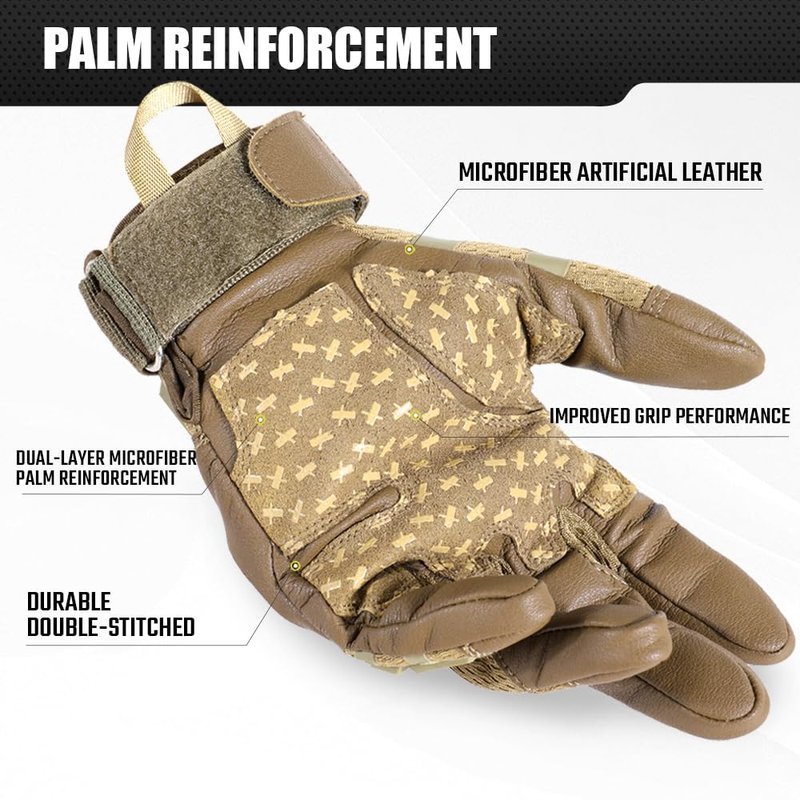 WTACTFUL Touch Screen Motorcycle Tactical Gloves for Men Airsoft Paintball Gear MTB Bike Cycling Cross-Country Motorbike ATV Hunting Hiking Riding Driving Work Outdoor Full Finger Gloves XL Brown