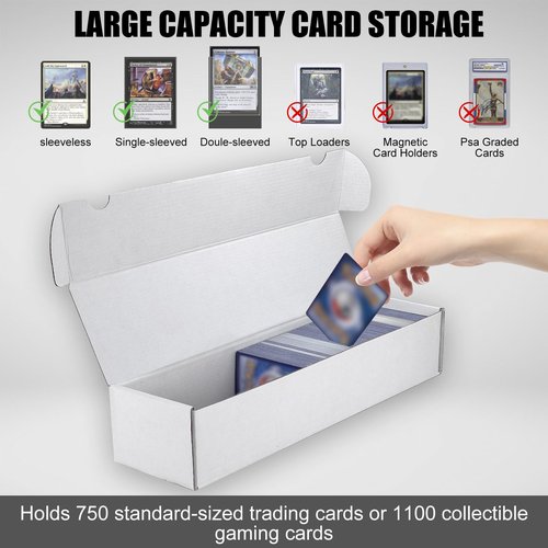 XRACV Trading Card Storage Box, 10-Pack 1100 Count White Corrugated Cardboard Bulk Sports Storage Box for TCG/Magic/Mtg Basketball Cards, Collectible Trading Cards