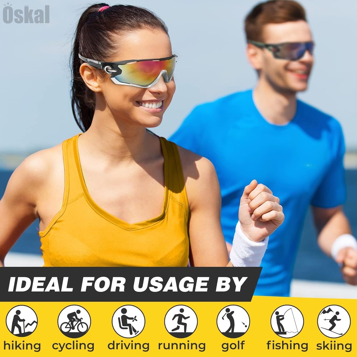 2Pcs Running Glasses for Men – Ultra-Light & Non-Sleep Workout Glasses for Men – Sports Sunglasses Packs with Rainbow Design for Running, Cycling, Fishing, Motorcycle, and Outdoor Activities