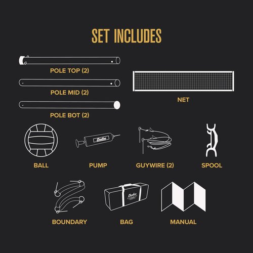 Baden Champions Volleyball Net Set, Adjustable Poles, Ball & Pump, & Boundary Lines Portable Volleyball Net for Backyard or Outdoor Activities for Men, Women & Kids