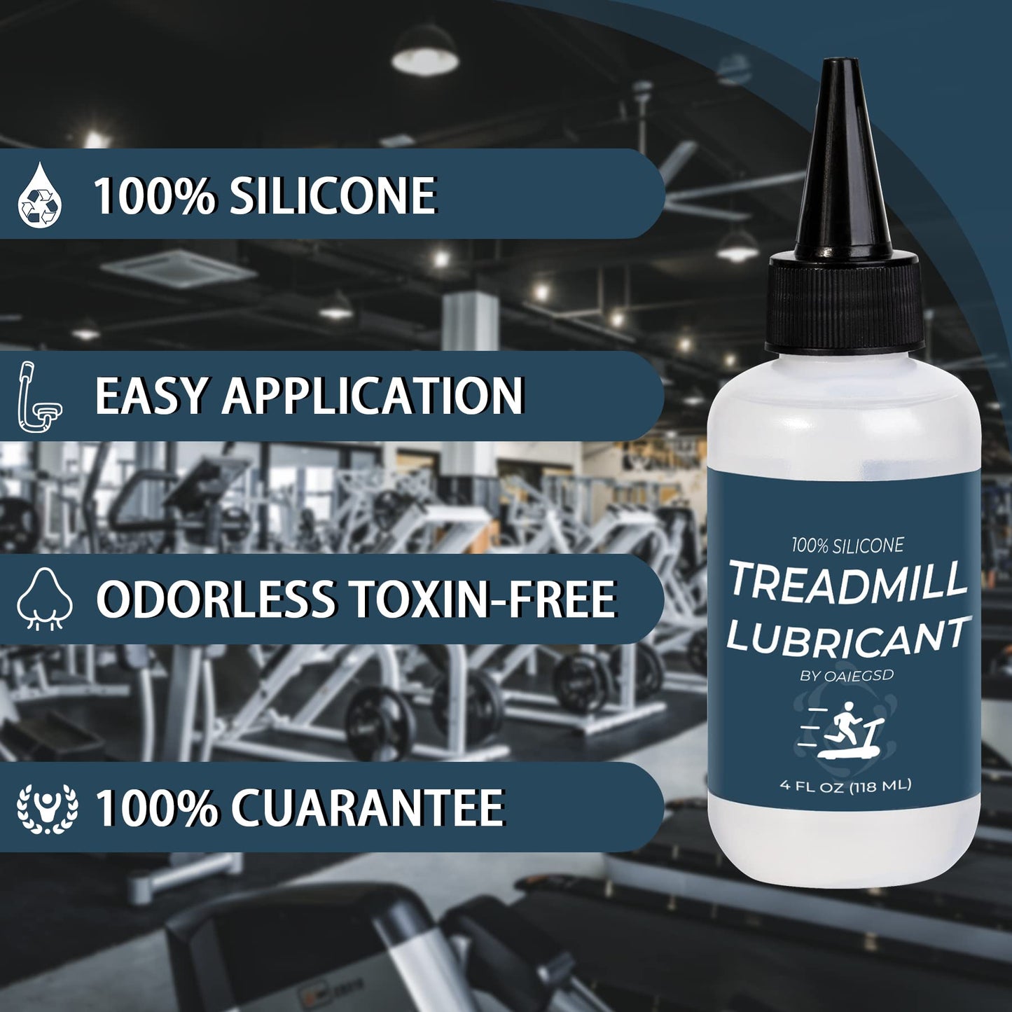 100% Silicone Treadmill Lubricant for Belt, 4 Ounces Treadmill Oil Belt Lubricant, Easy to Apply & Suitable for Most Treadmill Brands