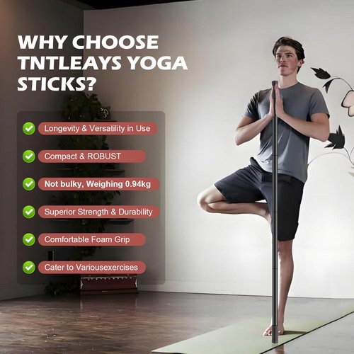 5ft Adjustable Yoga Stick - Durable Steel Stretching Stick for Mobility,Versatile Exercise Tool with 4 Steel Rods & Foam Grip Handles for All Fitness Levels,Rehabilitation,and Posture Improvement