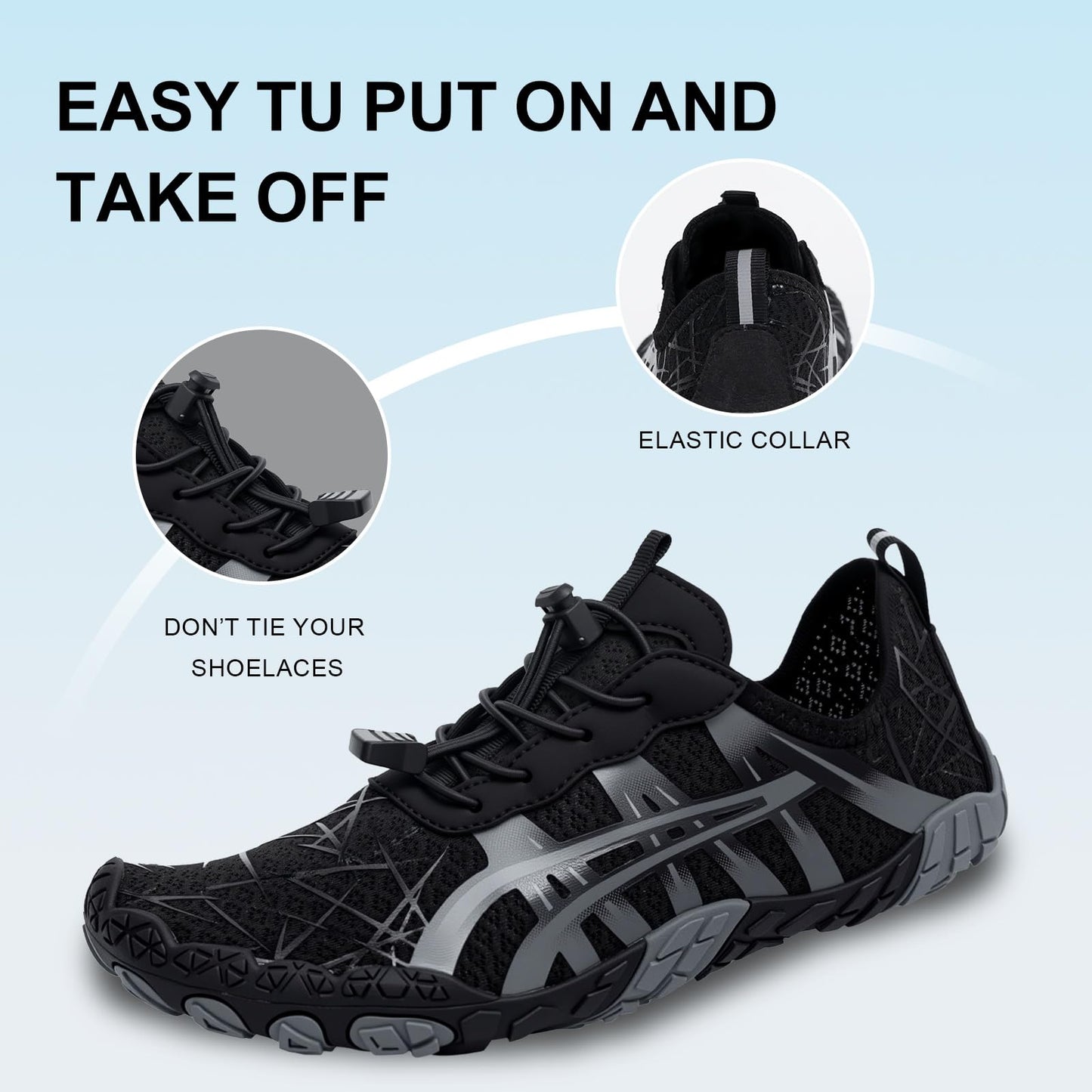 ELETON Barefoot Shoes Women Men Footwear, Wide Toe Box Hiking Zero Drop Non-Slip Quick-Dry River Boat Pool Beach Water Shoes, Lightweight Swimming Running Walking Sneakers Unisex