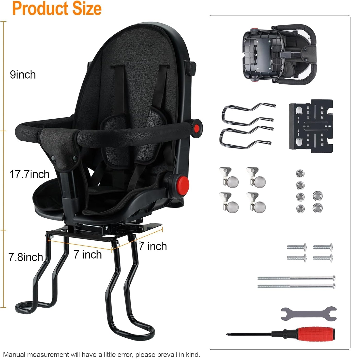 2025 New Rear Child Bike Seat, Child Bike seat for 1-3 Years Old,Rotatable Rear Mounted Toddler Bike Seat,Rear Frame Mounted Baby Bike Seats Kids Safety