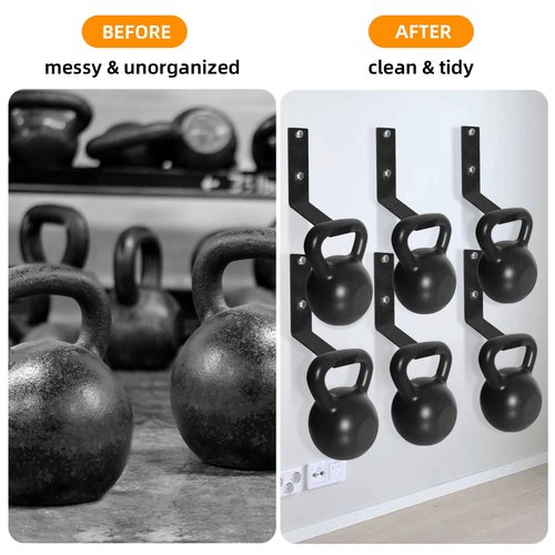 Kettlebell Storage Rack Wall Mounted: Heavy Duty Kettlebells Storage Hanger for Workout Gym Home 2 Pcs
