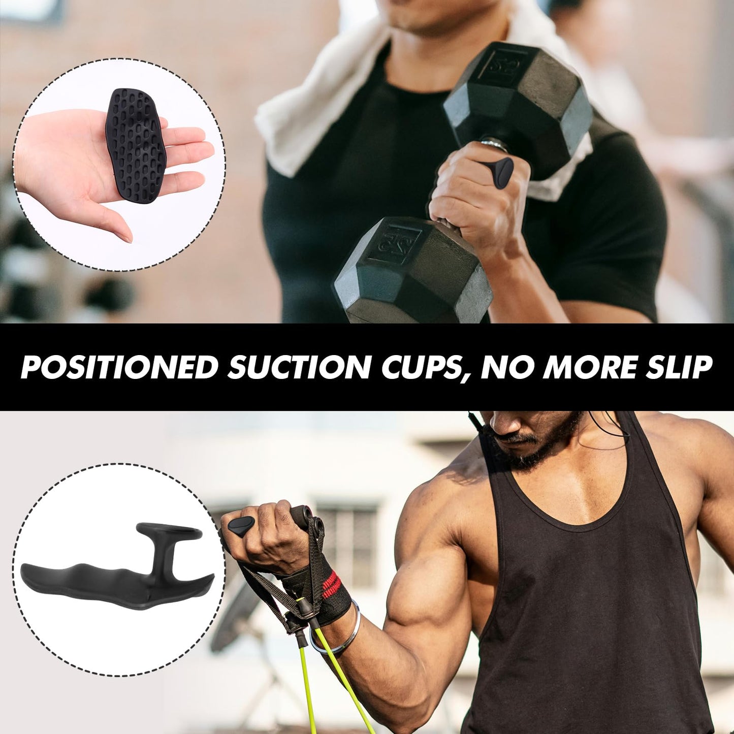 2Pcs Weight Lifting Grips for Men Women Deadlifts, Ergonomics Workout Rubber Fingerless Gym Grips, Palm Protection for Exercise Bodybuilding, Exercise, Weight Lifting, Dumbbell