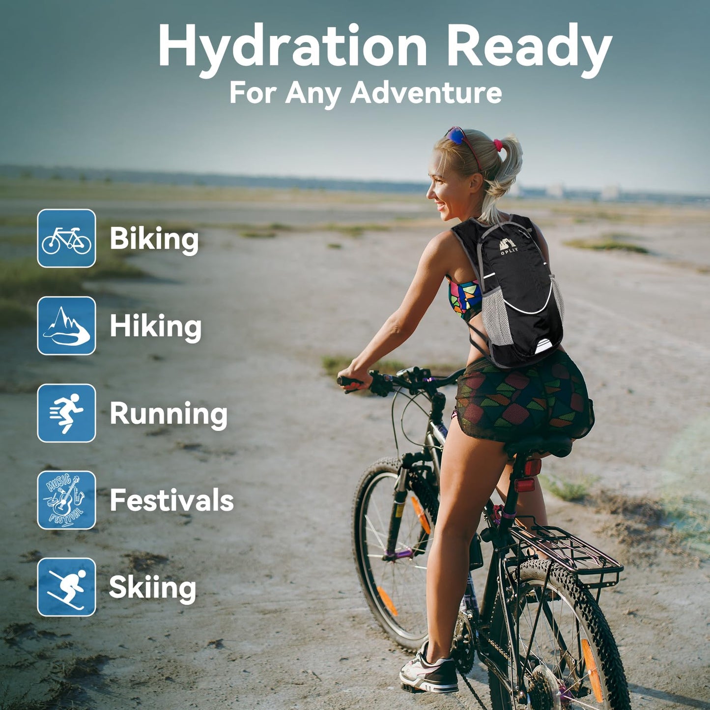 Hydration Pack,Hydration Backpack with 2L Hydration Bladder Lightweight Running Water Backpack for Women Men Kids (Black)