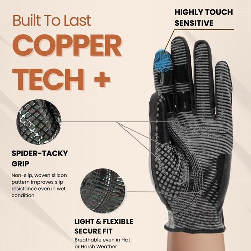 Copper Tech Men’s Golf Gloves - Joint Support for Golfers with Copper Compression - 100% AAA Synthetic Leather - Built for Comfort & Joint-Friendly - Golf Gloves Men Both Handed Golfers (2nd Gen)