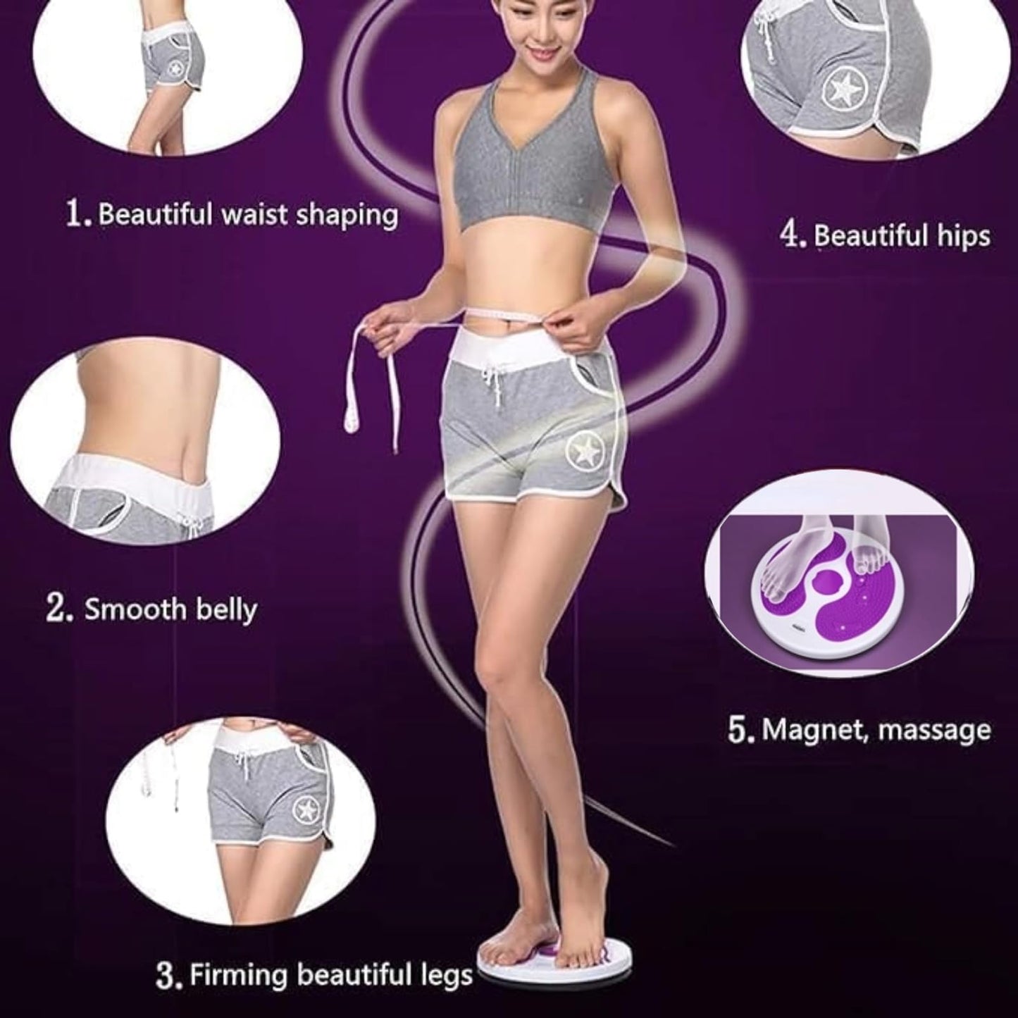 2 PCS Ab Twist Waist Disc Board,Waist Trainer Twisting Disc with Leather Tape Measure Aerobic Exercise Fitness Machine with Pull Rope for Home Office Foot Massage