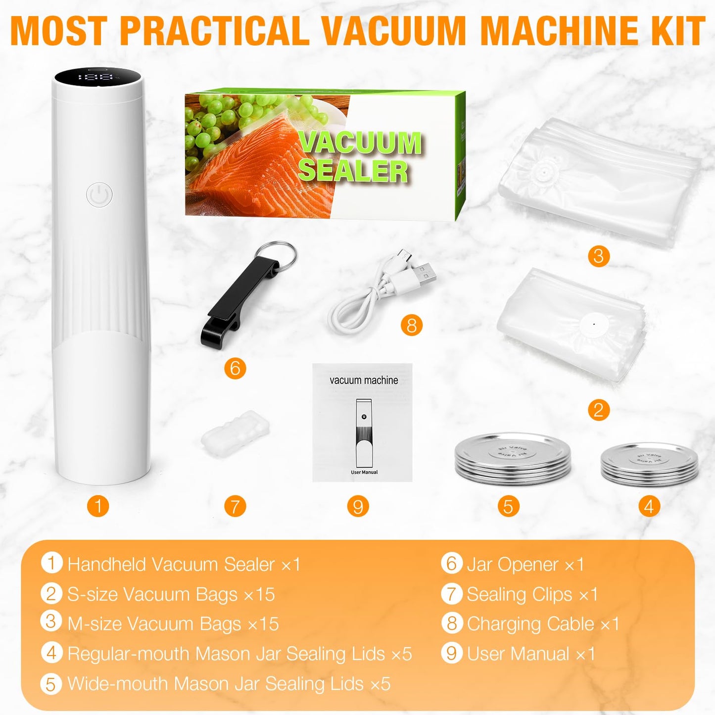 GURITHE Compact Vacuum Sealer for Food, Handheld Vacuum Sealer Machine with 30 Reusable Bags, Portable Automatic Food Sealer for Freezer Storage, Travel, Camping