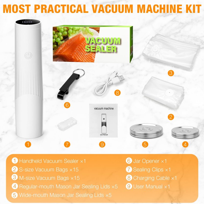 GURITHE Compact Vacuum Sealer for Food, Handheld Vacuum Sealer Machine with 30 Reusable Bags, Portable Automatic Food Sealer for Freezer Storage, Travel, Camping
