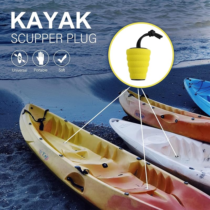 Kayak Scupper Plugs Kit - Universal Drain Plugs, 6 Pack, Yellow