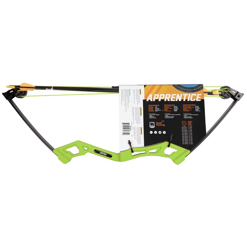 Bear Archery Apprentice Compound Youth Bow, Right Handed, Ages 4-7, Continuous Draw Weight up to 13.5 lbs, Continuous Draw Length up to 24", Ready-to-Shoot Accessories, Flo Green