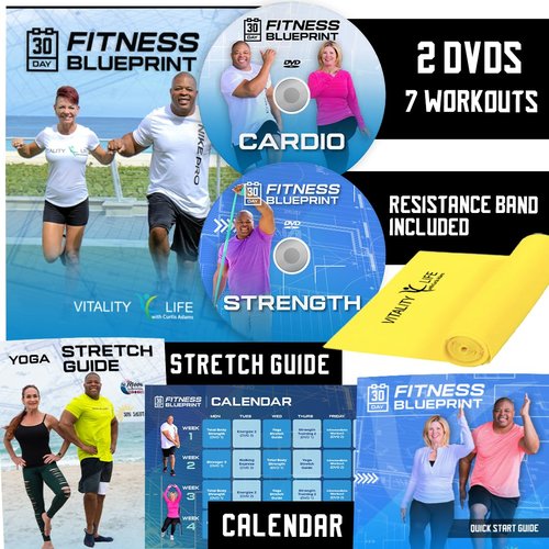 Exercise for Seniors & Beginners- Fun 30 day workout plan- Step by Step Comprehensive Package: 7 Workouts + Stretching Guide + Resistance Band + Easy to Follow Calendar. Get Energized & Stronger!