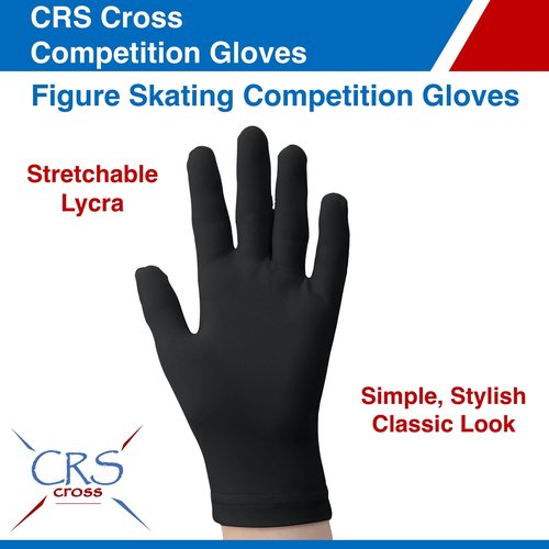CRS Cross Competition Figure Skating Gloves. Fitted Glove for Ice Skate, Dance, Roller Skaters and Cheerleading. Available in Both Youth and Adult Sizes (Black, Youth Medium/Large)