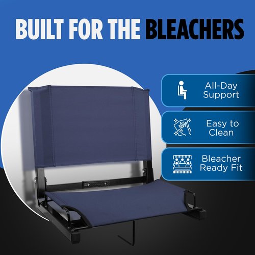 Sports Unlimited - Bleacher Chairs with Back and Cushion - Stadium Seats with Back Support Wide and Regular, Stadium Chair