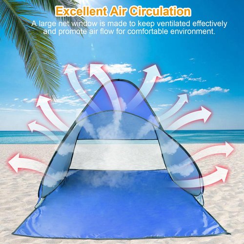 KOCASO Pop Up Beach Tent for 2-3 Person, UPF50+ Anti-UV Sun Shelter w/Storage Bag, Portable Waterproof Instant Sun Shade Canopy for Outdoor Beach Camping Hiking Travel Family, Blue