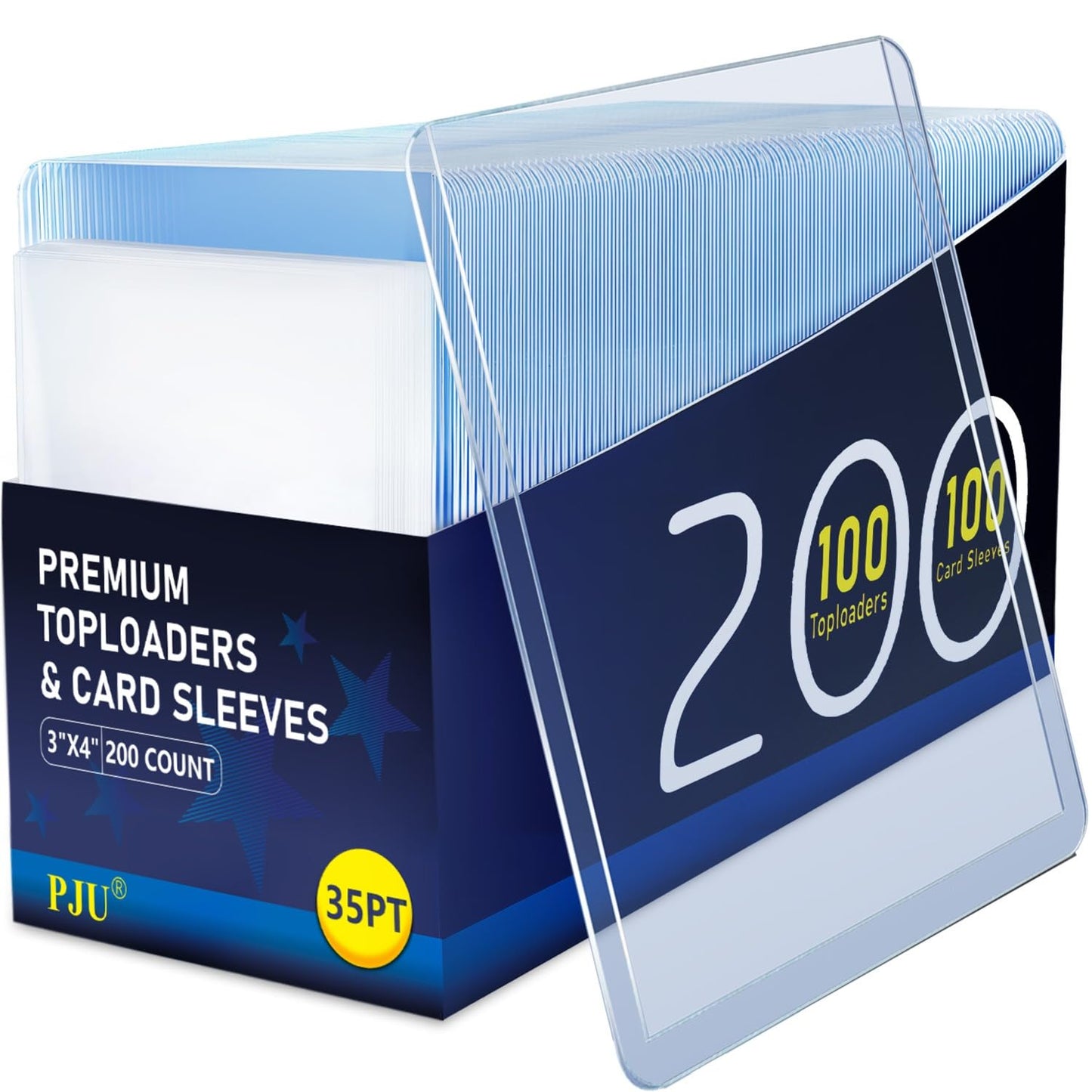 200 Card Sleeves Top Loaders for Cards, Premium Toploaders for Cards, 3"x4" Baseball Card Protectors Hard Plastic, Hard Card Sleeves, Sports Trading Card Holder (100 Toploaders + 100 Penny Sleeves)