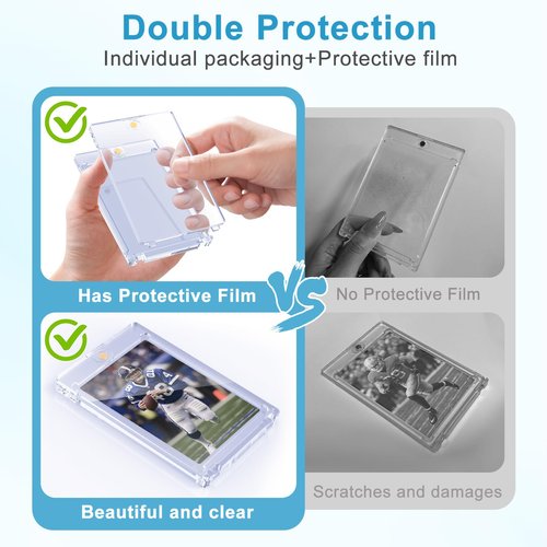 SAMYUCHO 25ct Magnetic Card Holder 35pt Magnetic Card Holders for Trading Cards Display Case Holders Protectors Sleeves Hard Plastic Cover for Sports Game Cards